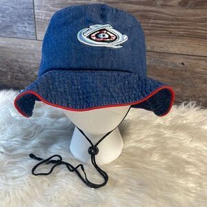 Jean Bucket Hat with Embroidered Eye, Blue , Brand Unknown